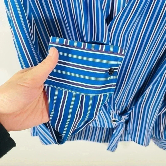 Rag & Bone Felix Pinstripe Silk Tied Blouse Small - Picture 8 of 9